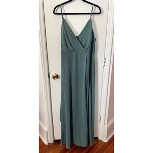 Birdy Grey Kaia Plus 2X Se Glass Green Bridesmaid Spaghetti Pockets Empire Waist